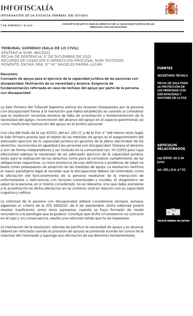 Concepto de apoyo para el ejercicio de la capacidad jurídica de las personas con discapacidad