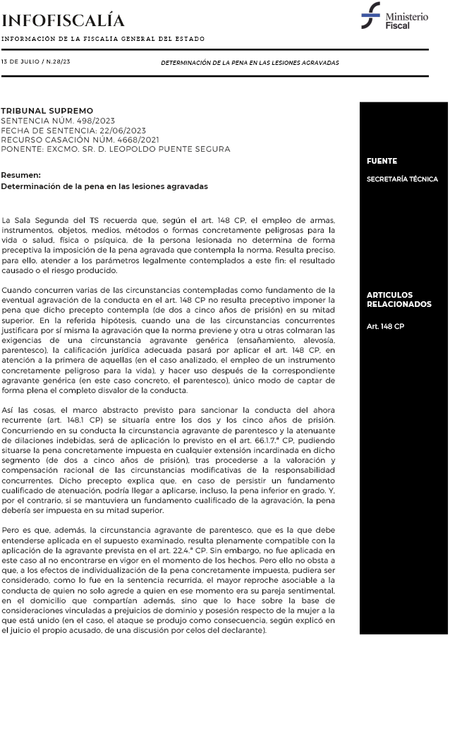 Determinación de la pena en las lesiones agravadas 
