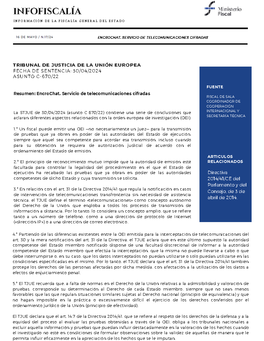 EncroChat. Servicio de telecomunicaciones cifradas