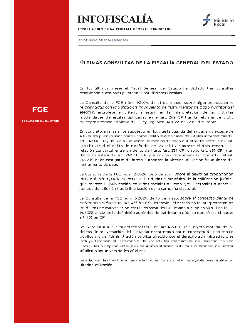 Últimas consultas de la Fiscalía General del Estado