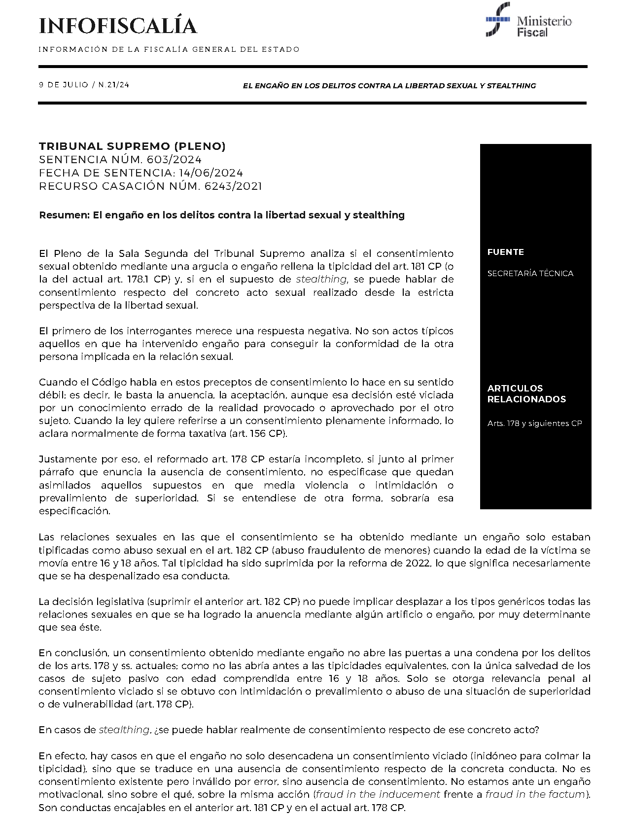 El engaño en los delitos contra la libertad sexual y stealthing