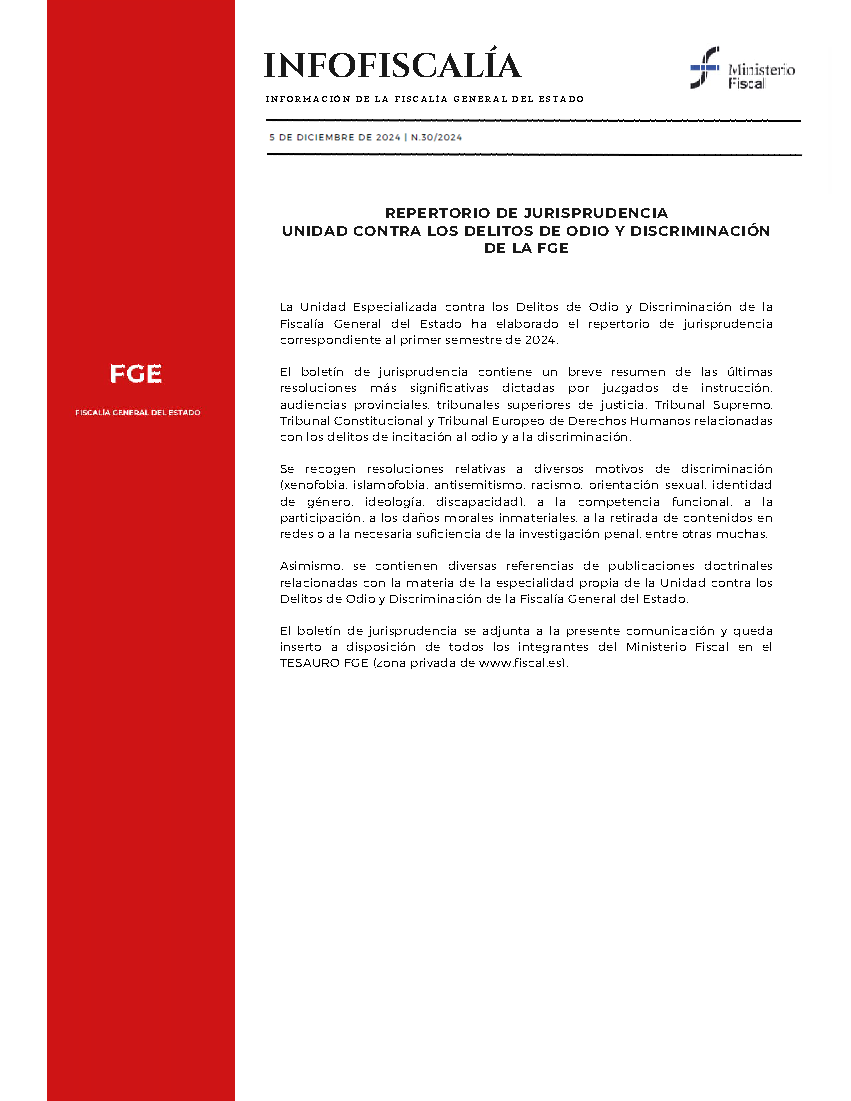 Repertorio de Jurisprudencia Unidad Contra los Delitos de Odio y Discriminación de la FGE