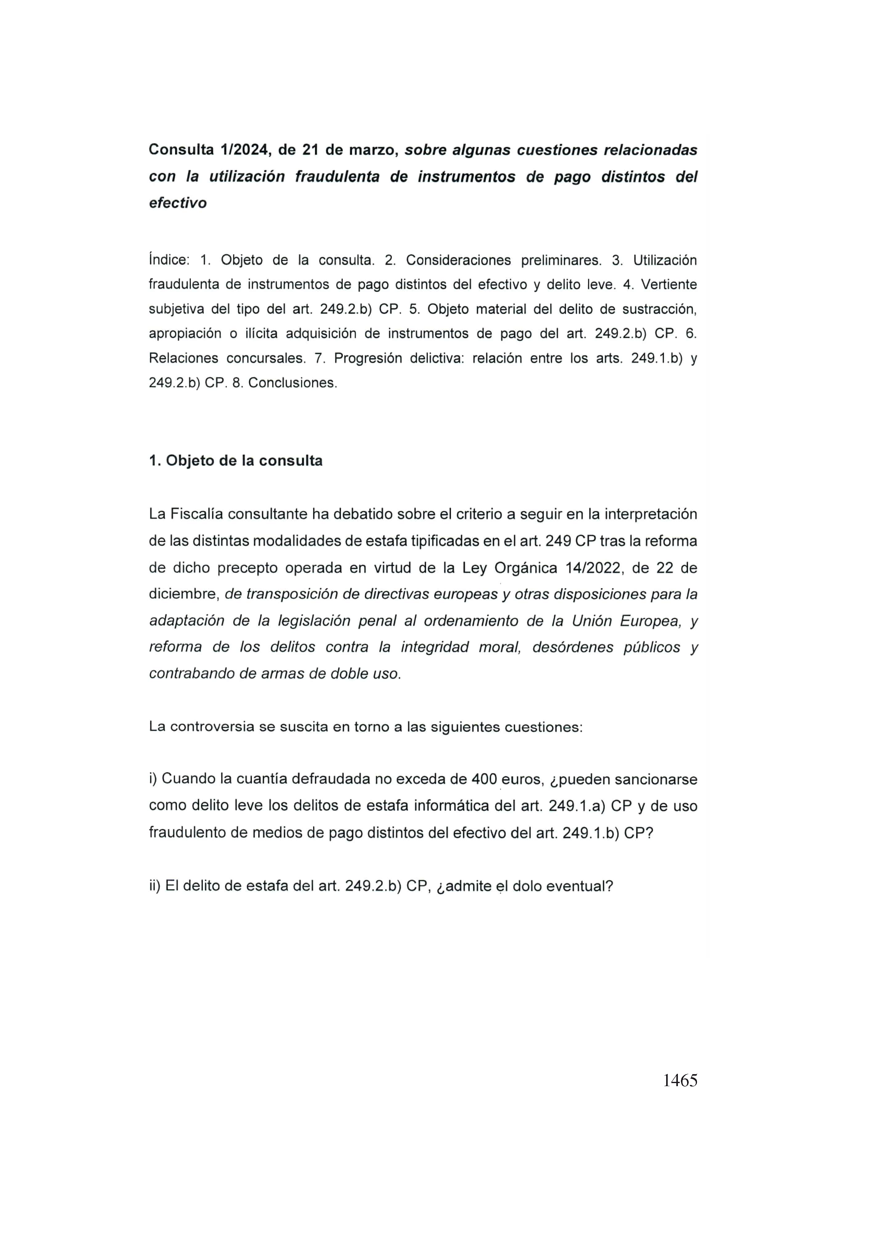 Consulta 1/2024, de 21 de marzo