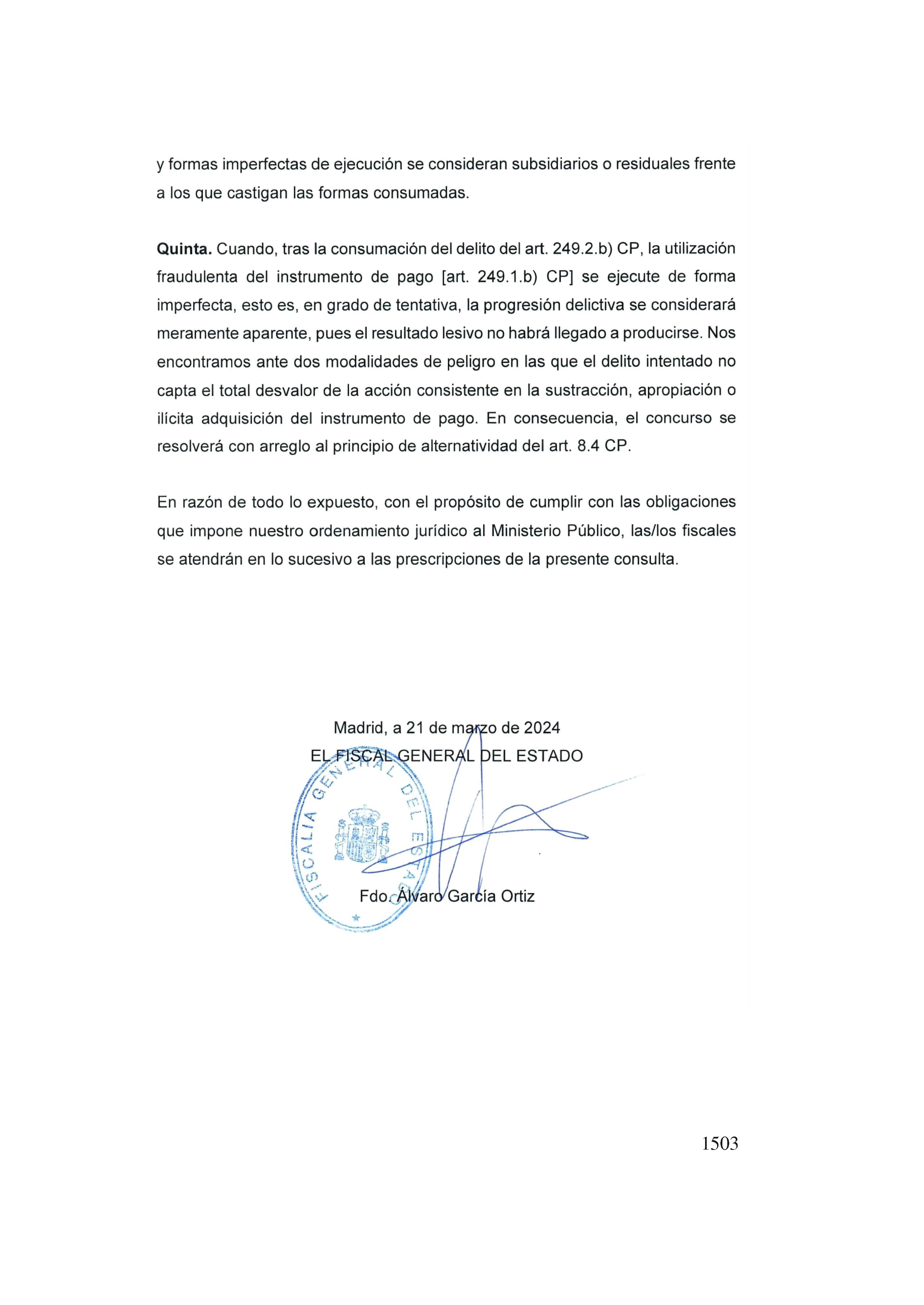 Consulta 1/2024, de 21 de marzo