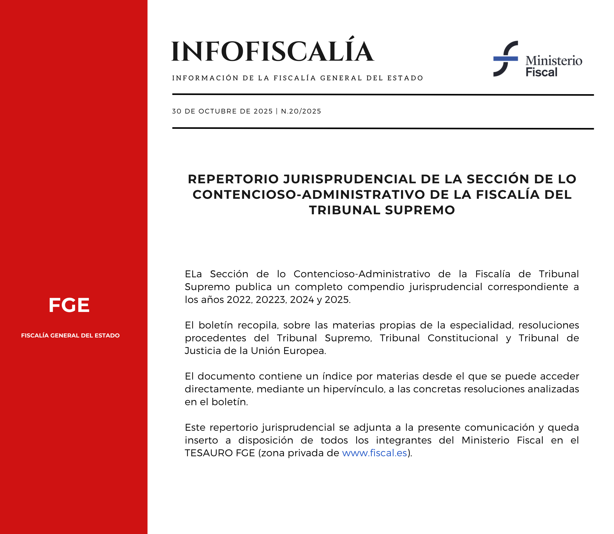 Repertorio Jurisprudencial de la Sección de los Contencioso-Administrativo de la Fiscalía del Tribunal Supremo