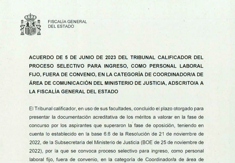 Acuerdo del Tribunal